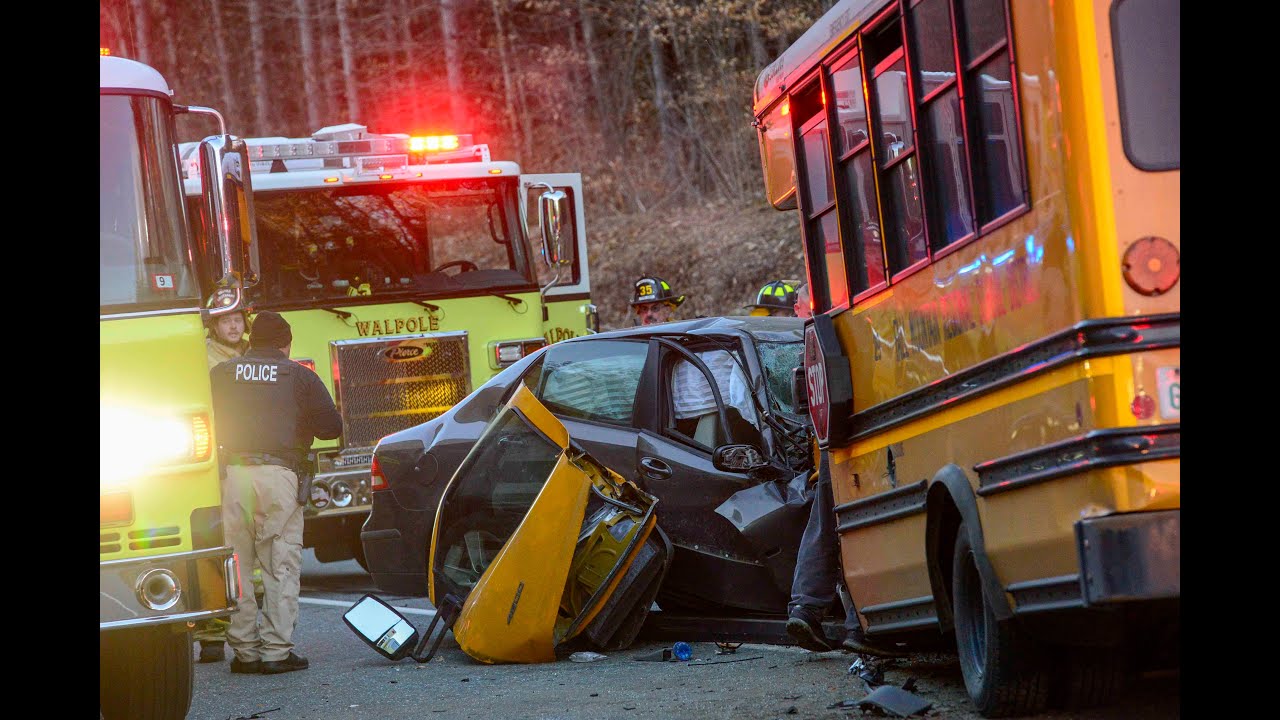 Serious crash involving a school bus on Route 12 - YouTube