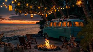✨🏖️ Sunset Paradise Escape 😴 Soft Waves & Cozy Campfire for Emotional Healing 🔥