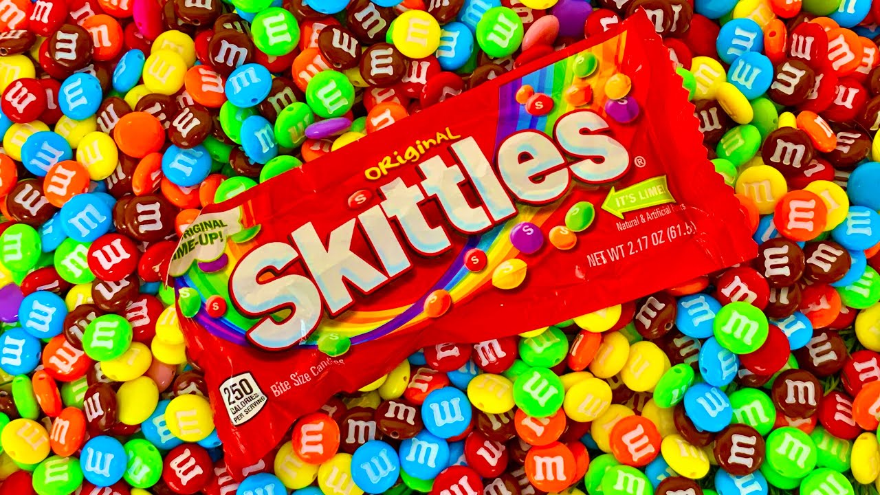 Satisfying Video Colorful Chocolate Candy Mixed with Skittles - YouTube