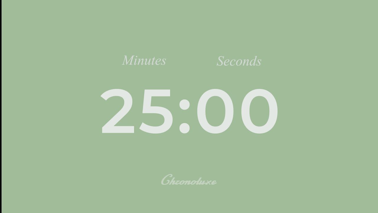25 Minute Timer | Calm Pastel Series – Soft Sage Green Focus Countdown (Silent Version) 🌿⏱️