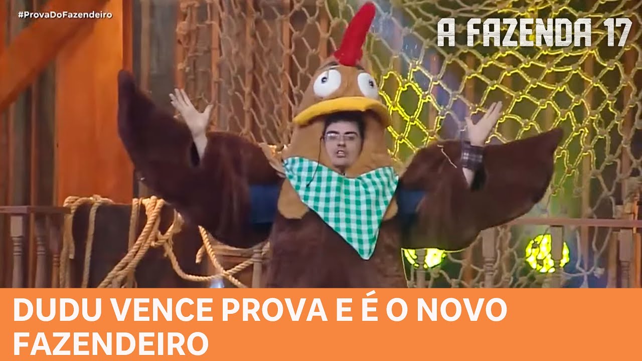 A FAZENDA 17: Dudu vence a Prova do Fazendeiro das galinhas e é o novo Fazendeiro