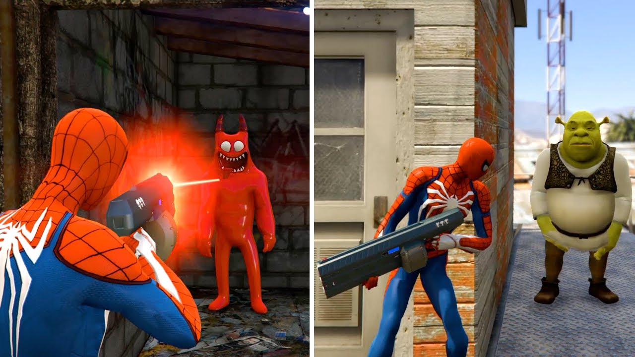 Spider-Man Hunting Hidden Enemies with Laser 😈 GTA 5 #ragdoll