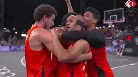 Oranje basketbal Oly 3 x 3 final schot en goud