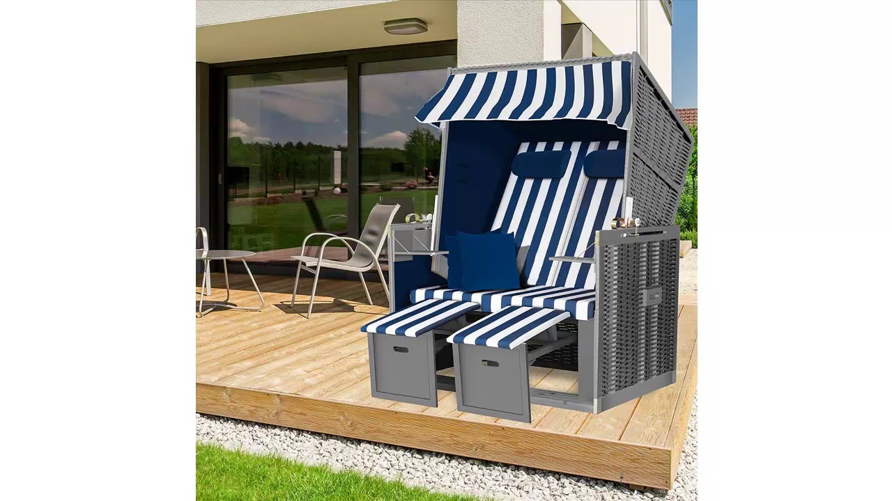 🍀 Kesser® - Strandkorb Premium incl. Schutzhülle 2 Sitzer XXL Gartenliege 🍀