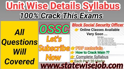#BSSO Complete Syllabus#Block Social Security Officer Syllabus#OSSC BSSO CLASSES COMING...
