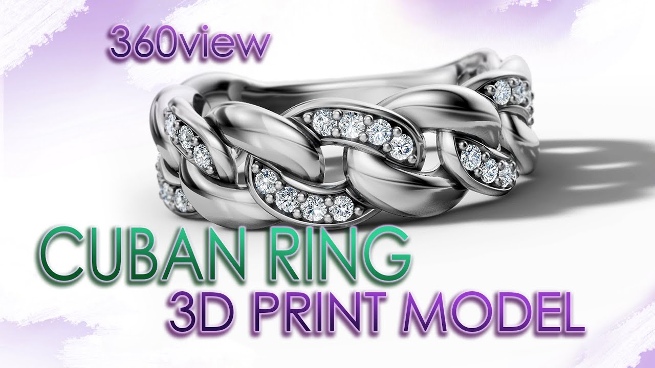 Diamond Cuban Chain Links Ring 360 Render 