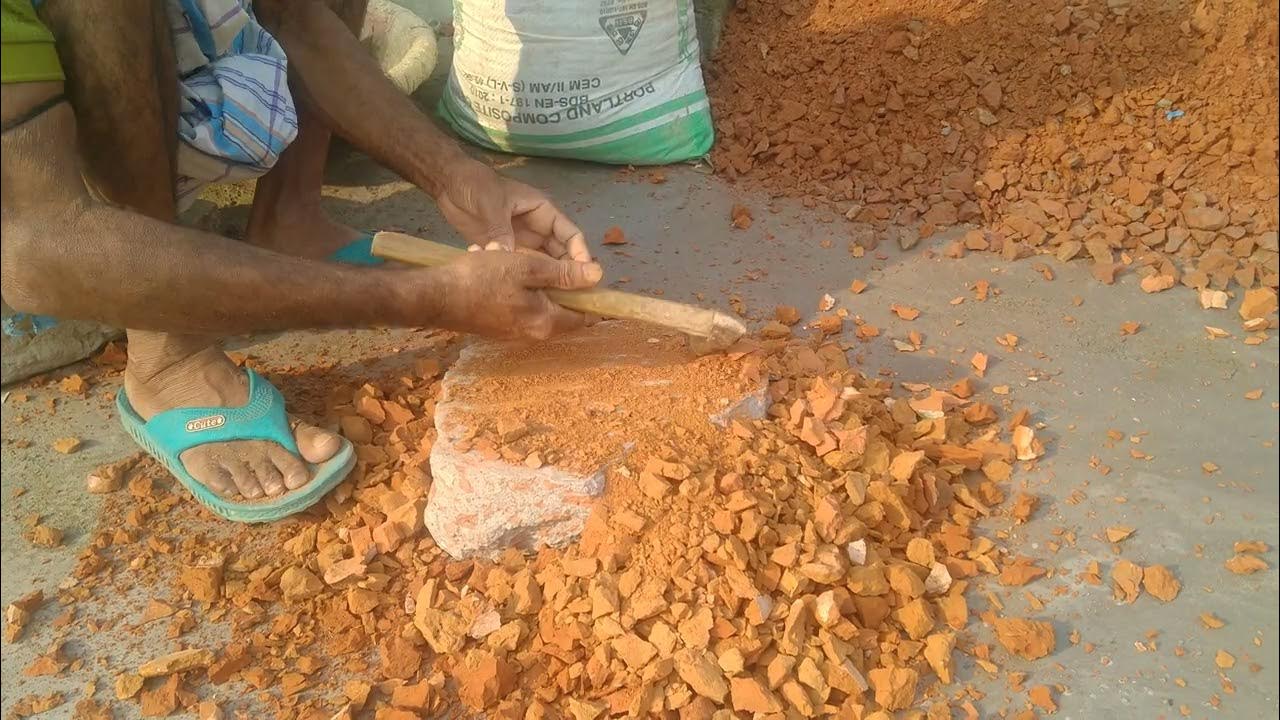 Bricks breaking by manual process l Bricks Breaking l Breaking brick 