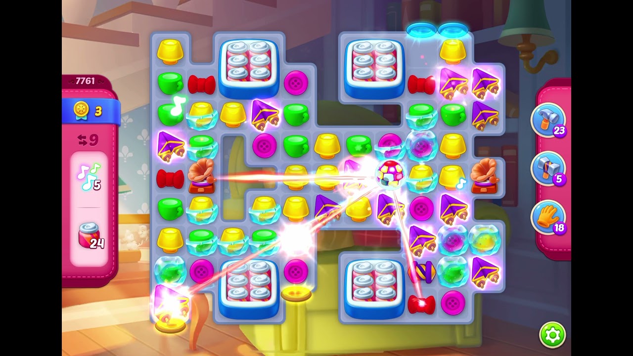 HomeScapes Level 7761 no boosters (16 moves)