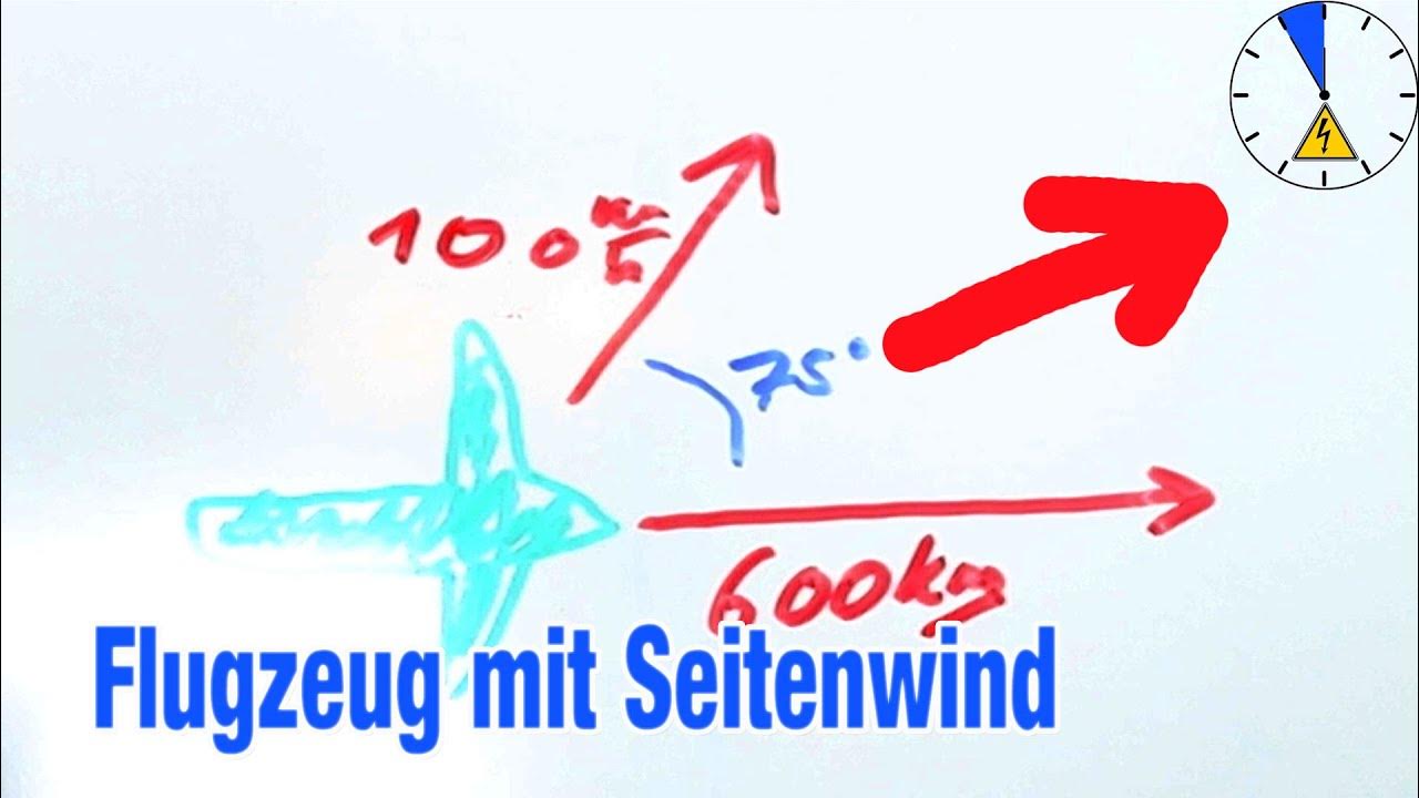 Wann Kann Starker Seitenwind Besonders Gefährlich Werden Flugzeug mit Seitenwind resultierende Geschwindigkeit ohne Kosinussatz