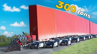 Heavier Truck Every Round vs More Cops (0 - 300 tons) - Beamng drive screenshot 1