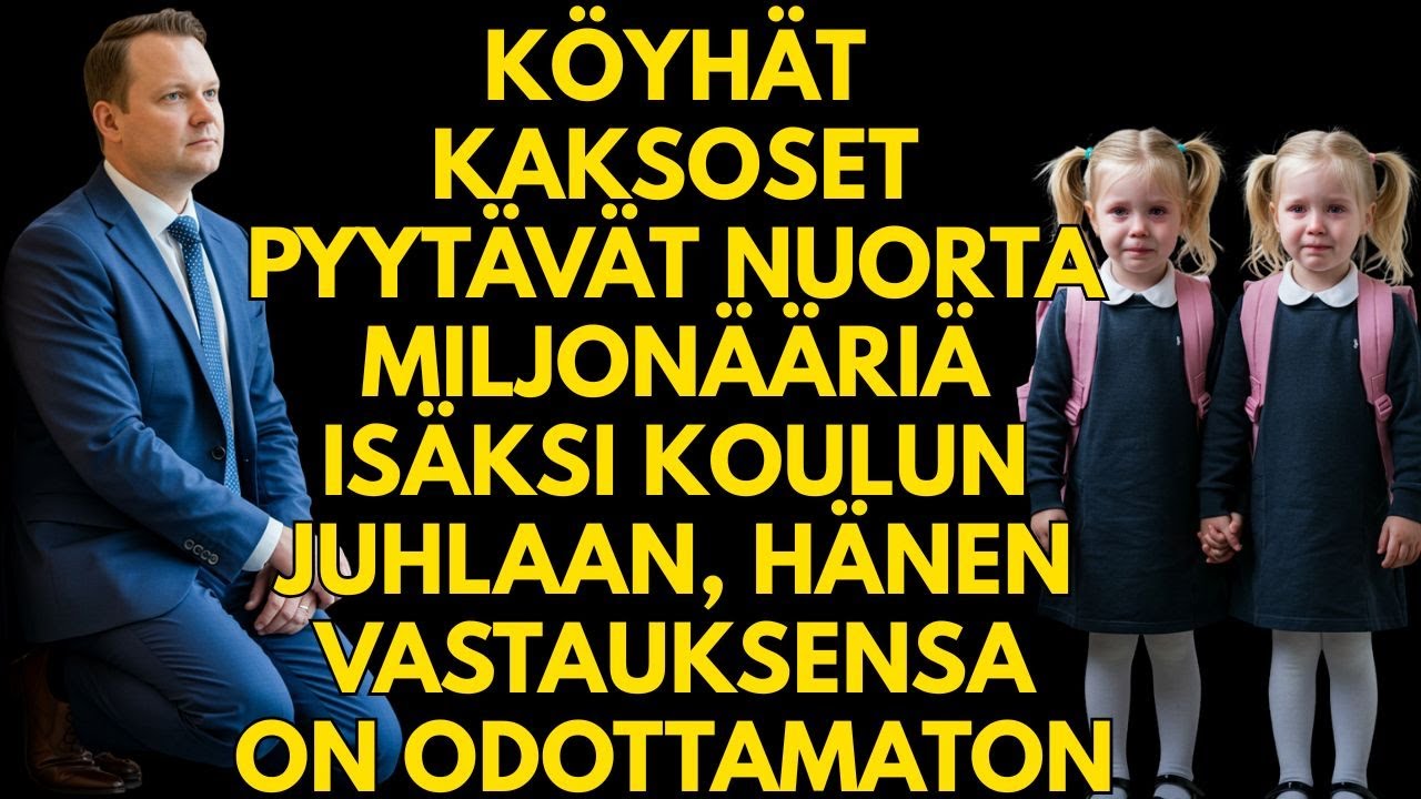 Köyhät kaksoset pyytävät nuorta miljonääriä isäksi koulun juhlaan, hänen vastauksensa on odottamaton
