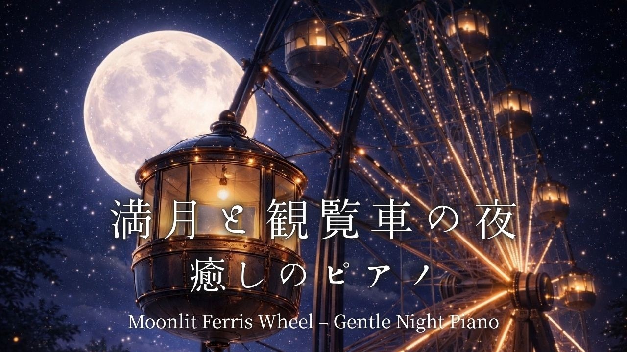 【睡眠用BGM】やさしい夜のピアノ｜満月と観覧車の夜｜リラックス音楽・癒し音楽・癒しのピアノ・作業用BGM｜ Relaxing Piano Ambient Music（1hour）