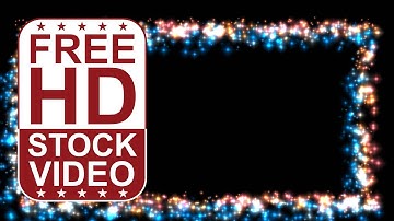 Free Stock Videos - abstract animated colorful glowing sparkles frame on black BG 2D animation