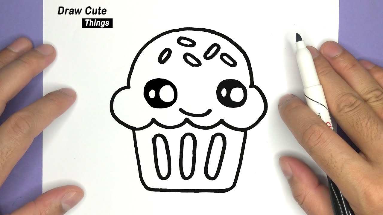 HOW TO DRAW A CUTE CUPCAKE SUPER EASY AND KAWAII,STEP BY STEP,DRAW CUTE