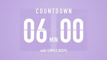 6 Minute Countdown Timer ⏳ Flip Clock with Bell Alerts 💜🔔