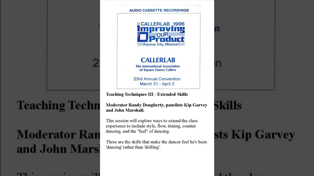 1996 CALLERLAB Conv Teaching Techniques Extended Skills
