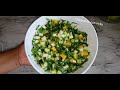 Ensalada en minutos fácil de preparar ,mango,espinacas,jimacama,pepino.