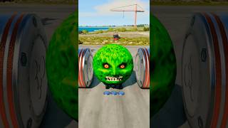 Long Colourful Capsule Buses vs Hydraulic Crush in the game BeamNG.drive