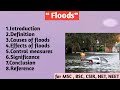 Floods | Causes | Affects | Control | Measures | Significance | Disaster management floods