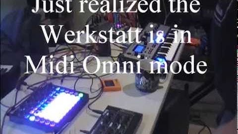 Moog Werkstatt (with Midi mod) and Novation Circuit Jam at Meetup 10/09/16