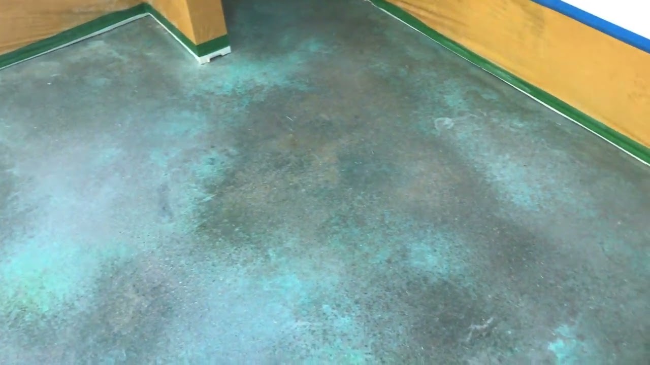 Blue Acid Stain Concrete Floor You