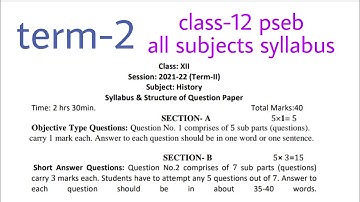 pseb class12 syllabus for all subjects(term-2)