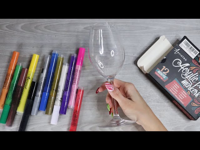 DECORATING A 2023 NEW YEAR'S WINE GLASS | Using Artistro Acrylic Paint  Markers and False Confidence - YouTube