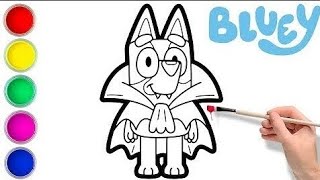 How to draw bluey💙💙💙🌈 | step-by-step bluey drawing| colouring | drawingforkids | bluey drawing |draw