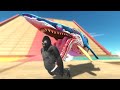 Escape From Zombie Shark &amp;  Alien Mosasaurus - Animal Revolt Battle Simulator