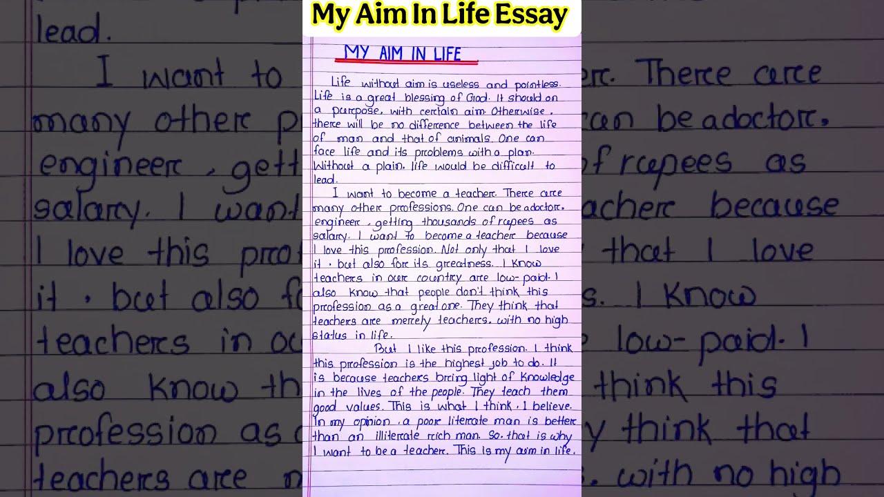 My Aim In Life Essay English L On