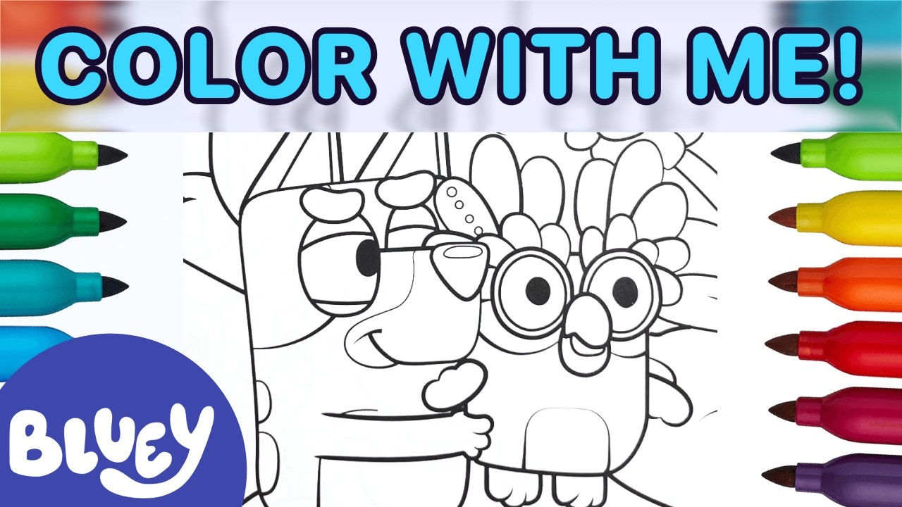 Color With Me: Bluey Playing with Chattermax | Fun Easy Kids Art - YouTube