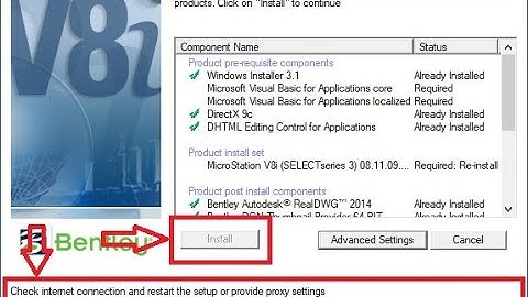Check internet connection and restart the setup or provide proxy settings (MicroStation V8i)