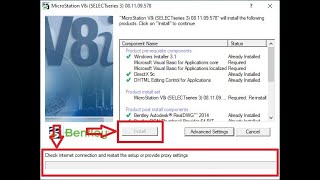 Check internet connection and restart the setup or provide proxy settings (MicroStation V8i)