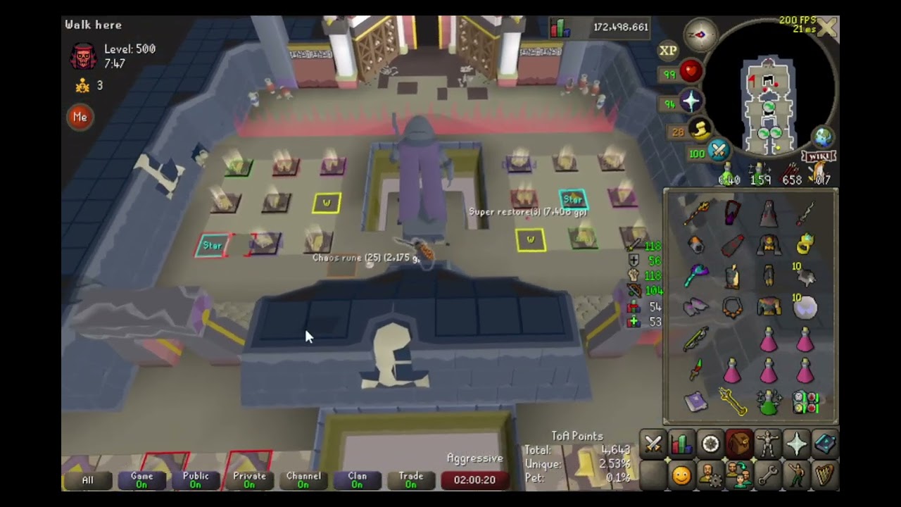 Example run: Money 500s, 45 def/zerk build (skullskipping) (kinda scuffed)