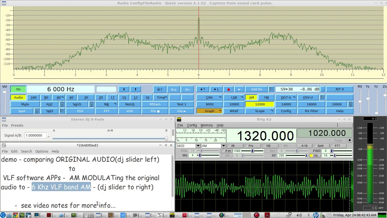 6 Khz VLF band - AM MODULATION - compare original audio to 6Khz AM modulated audio