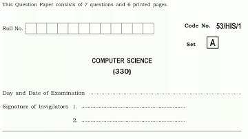 Nios Computer Science Paper Class 12 | October |