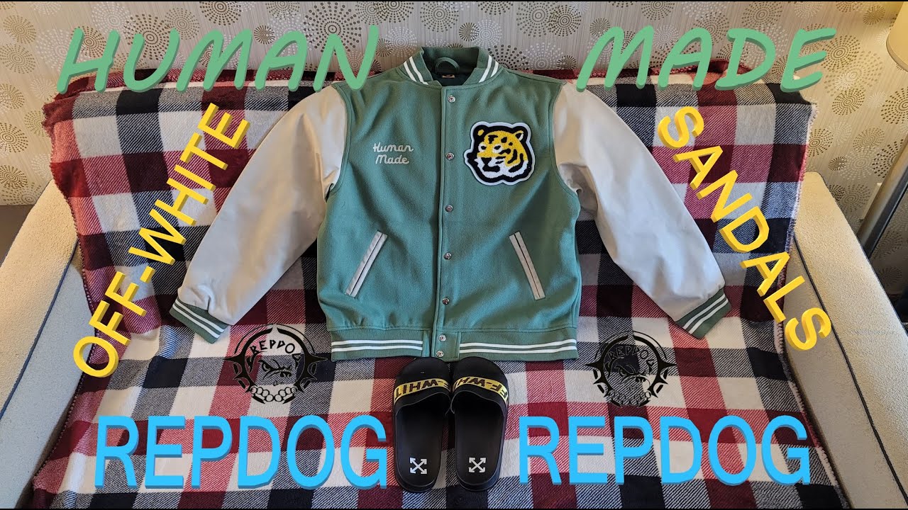 Human Made Hotdog Varsity Jacket and Off-White Sandals from RepDog