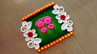 Navaratri & dussehra laxmi paul rangoli.  Diwali rangoli design. Festival rangoli. screenshot 2