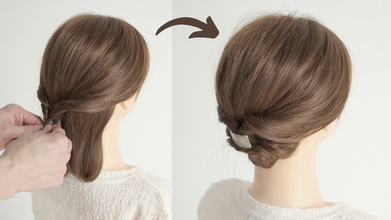 [Short Hair Hack] Easy Two Topsy Tail Low Bun Tutorial