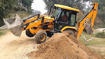 JCB Backhoe Loader Digging For Bridge Wall Construction - JCB Making Drain - JCB Video