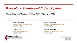 Workplace Health and Safety Update
