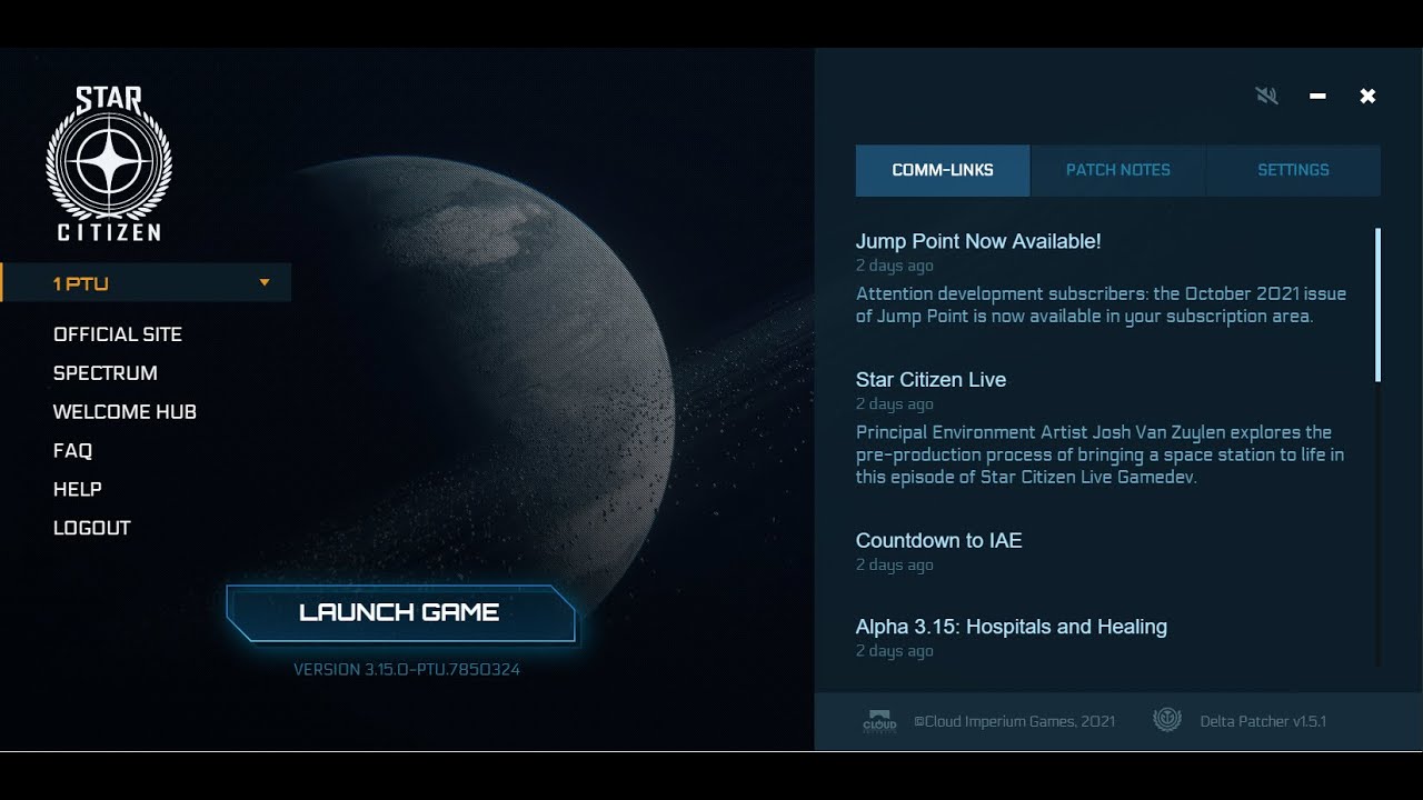 PTU Testing phase for Star Citizen Alpha 3.15.0