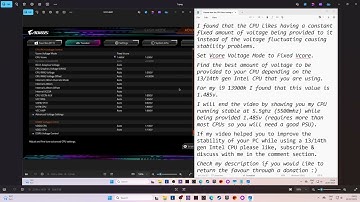 Intel 13/14 Gen CPU BIOS settings for stability/crash prevention
