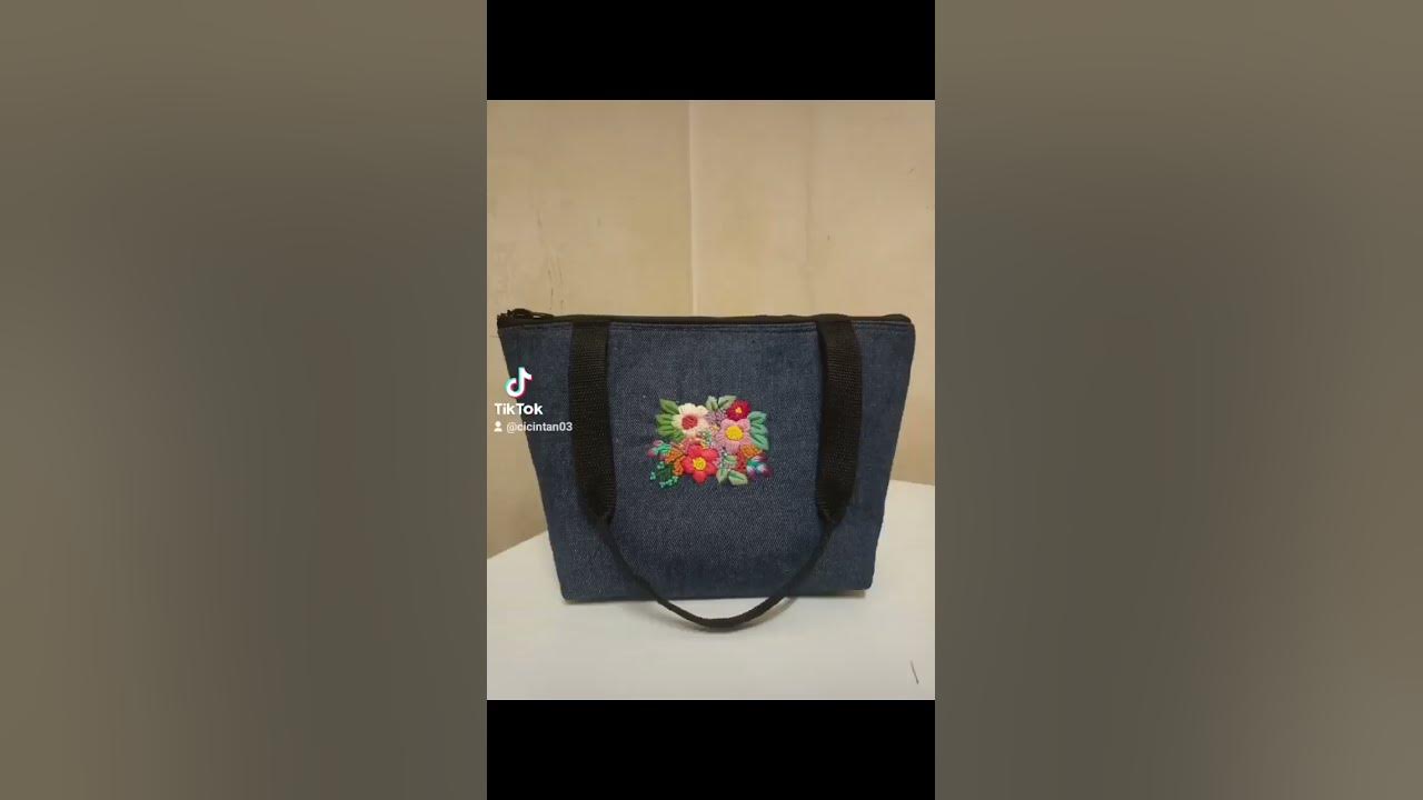 embroidery flower tote bag #poison