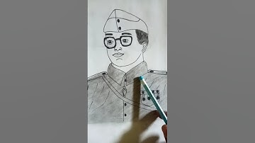 netaji Subhash Chandra Bose sketch 🤠 with easy tricks 🥰 #shots #art #sketch #netaji sub..😭