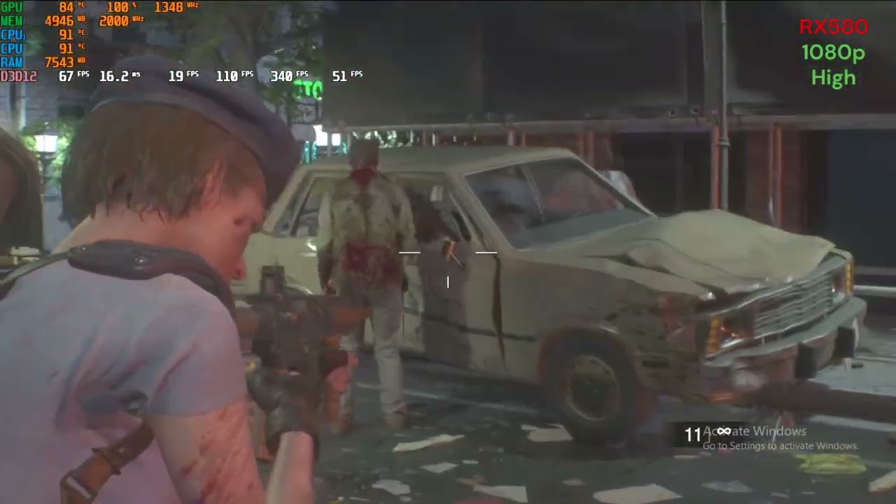 Resident Evil 3 benchmark with RX580 on 1080p high settings