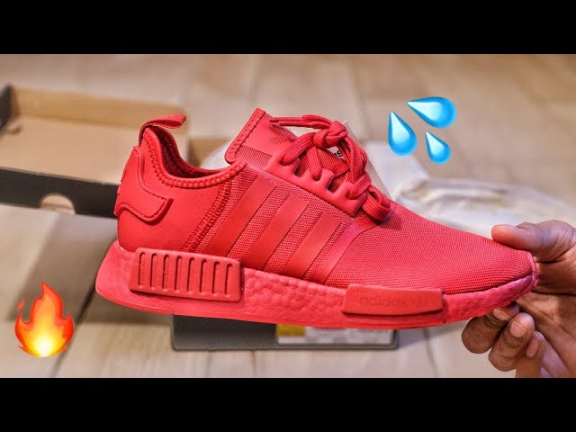 Adidas NMD R1 Scarlet Unboxing and On-Foot Review - YouTube