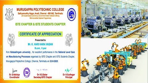 National Level Online E-Quiz on "Manufacturing Processes"