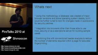 Shmoocon 2010 Firetalks:Browser Fingerprinting Using a Stopwatch 2/2