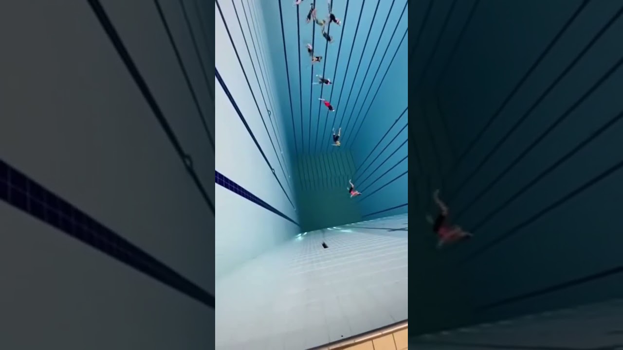 Diver's jump into 177. foot pool 